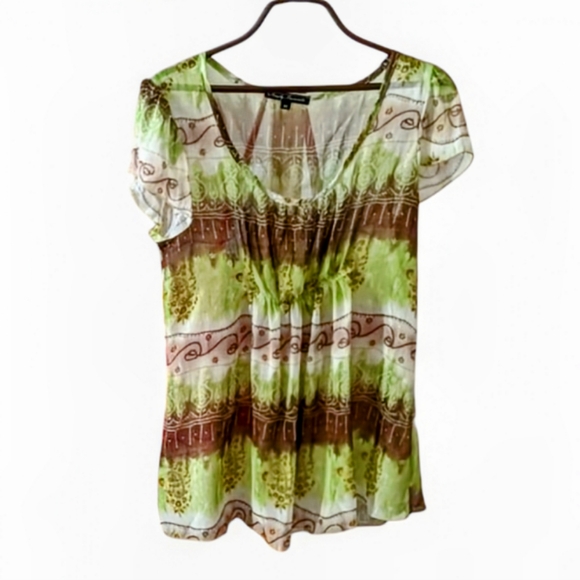 Simply Irresistible Brown and Green Blouse Top sz.M - Picture 1 of 7